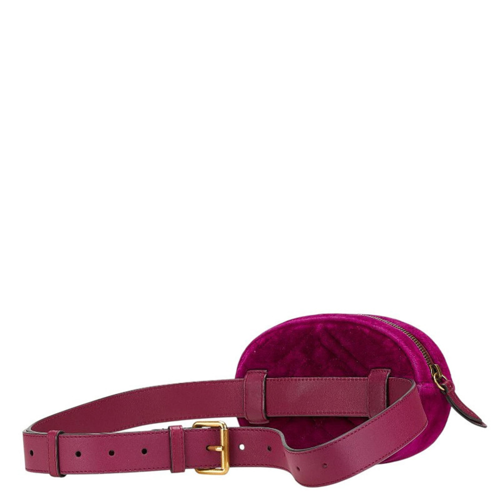 Gucci Velour Quilted Body GG Bum Marmont Waist Crossbody Purple Belt Bag Purple